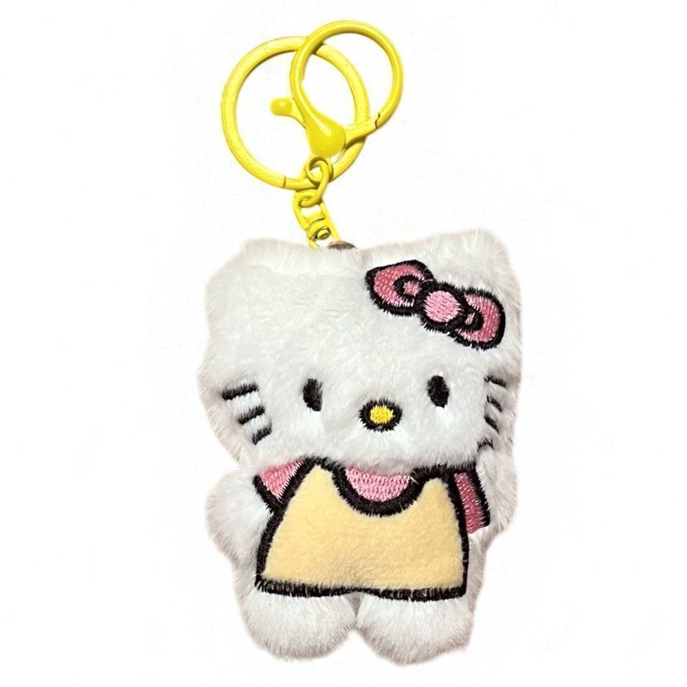 Big Hello Kitty Yellow Dress Plush Keychain Purse Charm